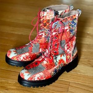 Aerosoles Laura Ashley La Shelton Floral Velvet Combat Boots Women’s Size 9.5